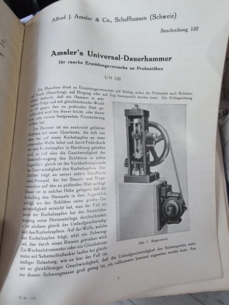 Amsler - Alfred J. Amsler & Co., Schaffhausen  catalog instrumente, text in limba germana