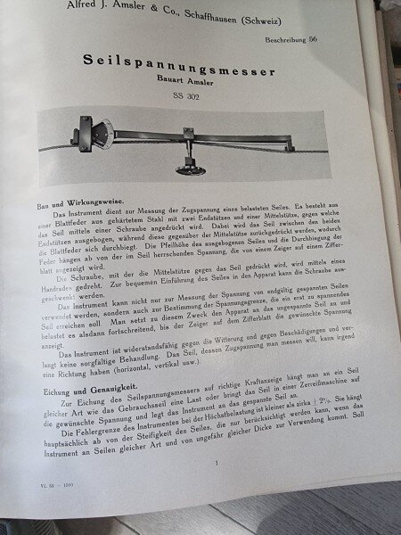 Amsler - Alfred J. Amsler & Co., Schaffhausen  catalog instrumente, text in limba germana