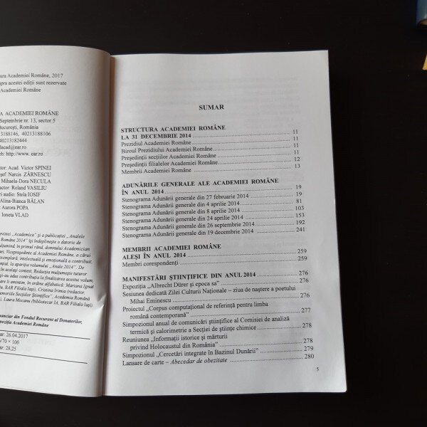 ANALELE ACADEMIEI ROMANE, ANUL 148, SERIA A V-A, VOLUMUL XXV