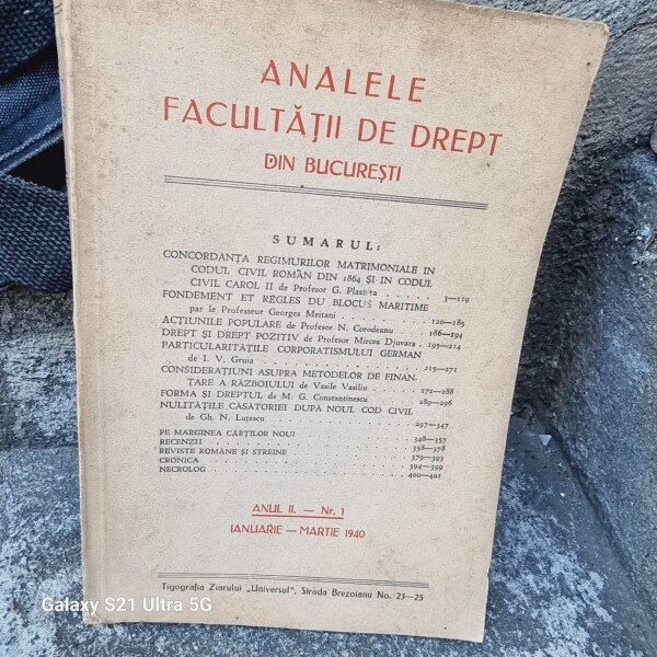 Analele Facultatii de Drept din Bucuresti - Anul II. Nr. 1 1940