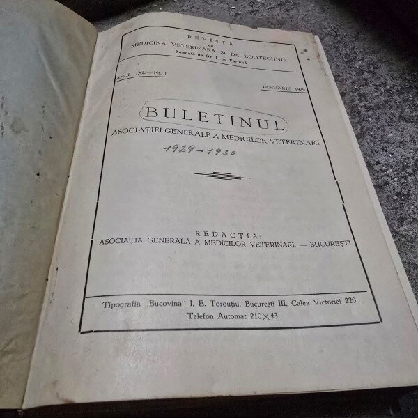 Buletinul Asociatiei Generale a Medicilor Veterinari anul 1929 si 1930