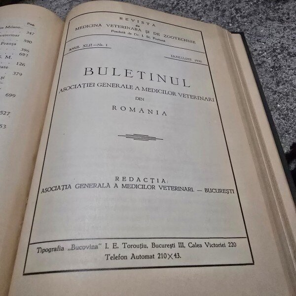 Buletinul Asociatiei Generale a Medicilor Veterinari anul 1929 si 1930