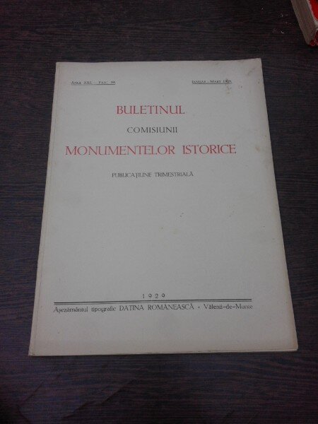 Buletinul Comisiunii Monumentelor istorice, ianuarie martie 1929
