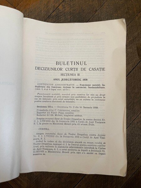 Buletinul Deciziunilor pronuntate in anul 1938 Volumul LXXV Partea III (1940)