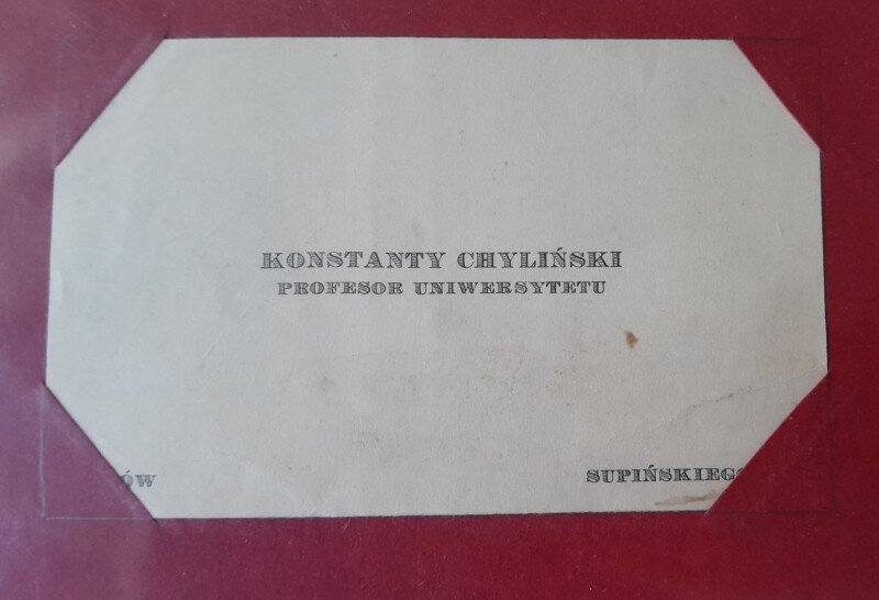 Carte de vizita, Konstanty Chylinski, profesor universitar 1881-1939
