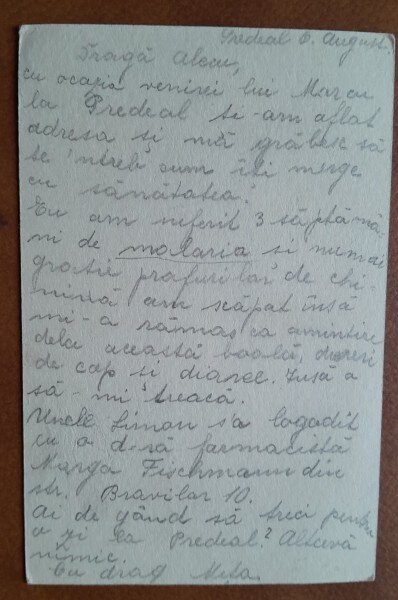 Carte postala, 1923, trimisa din Prederal la Techirghiol