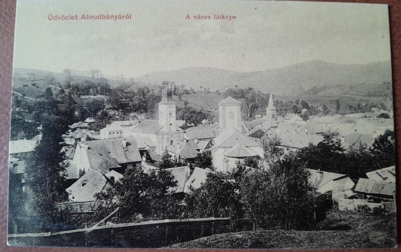 Carte postala, Abrud, vedere generala, inceput de secol XX