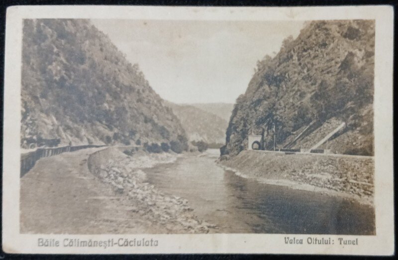 Carte Postala, Baile Calimanesti-Caciulata, Valea Oltului: tunel, perioada interbelica