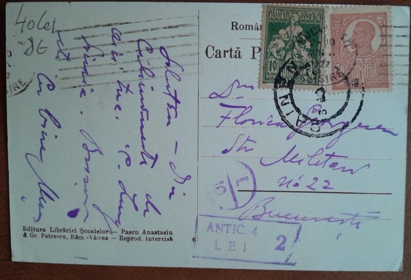 Carte postala, Baile Calimanesti, Hotelul societatii Govora-Calimanesti, perioada interbelica