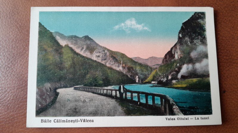 Carte postala, Baile Calimanesti-Valcea, Valea Oltului la Tunel, perioada interbelica