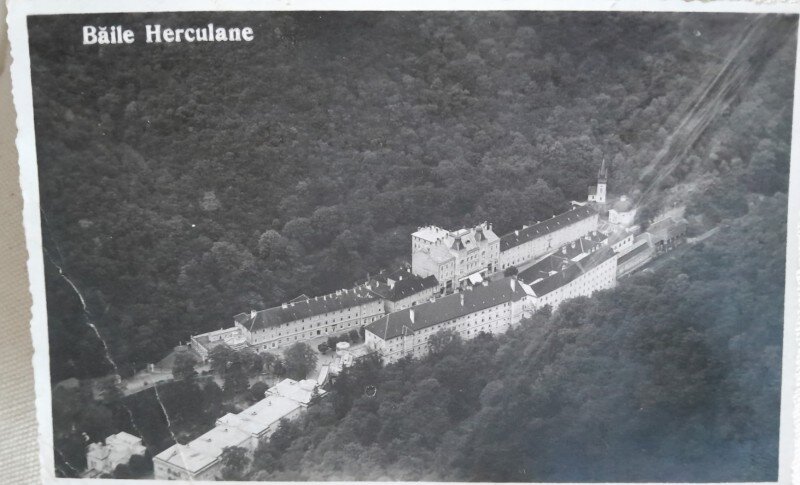 Carte postala, Baile Herculane, vedere generala, 1943
