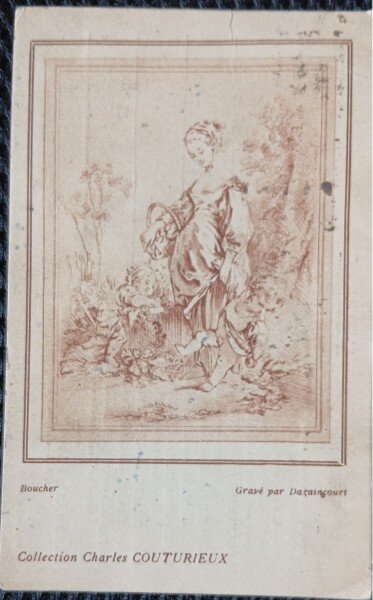 Carte postala, Boucher, Grave par Deraincourt, colectia Charles Couturieux