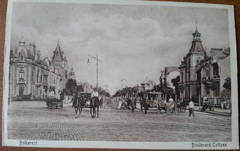 Carte postala, Bucuresti Bulevardul Coltea, perioada interbelica