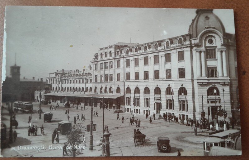 Carte postala, Bucuresti, Gara de Nord, perioada interbelica