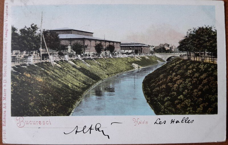 Carte postala, Bucuresti Halele, 1900