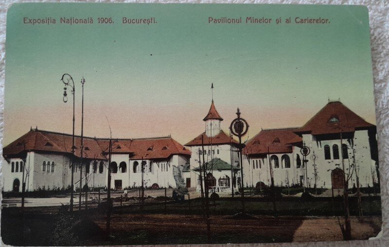 Carte postala, Bucuresti, Pavilionul Minelor si al Cerealelor, expozitia 1906