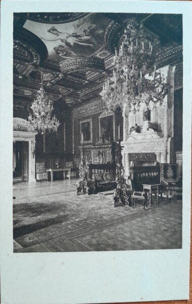 Carte postala, Castelul Peles, Sala Florentina, perioada interbelica