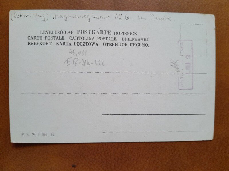 Carte postala, desen ofiter in Dragon Regiment, inceput de secol XX