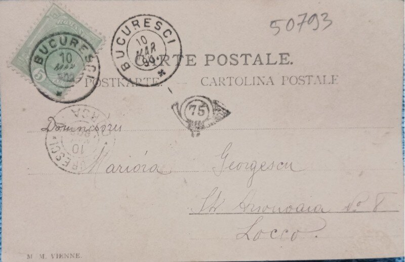 Carte postala, Fetita cu palarie si flori, 1902