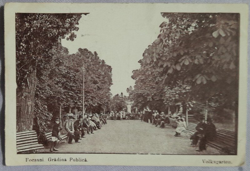 Carte postala, Focsani, Gradina Publica, 1917