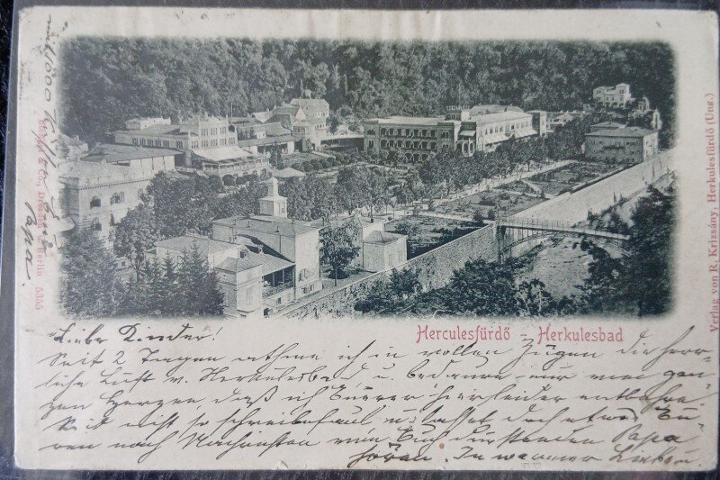 Carte postala, Herculane, vedere generala, 1901