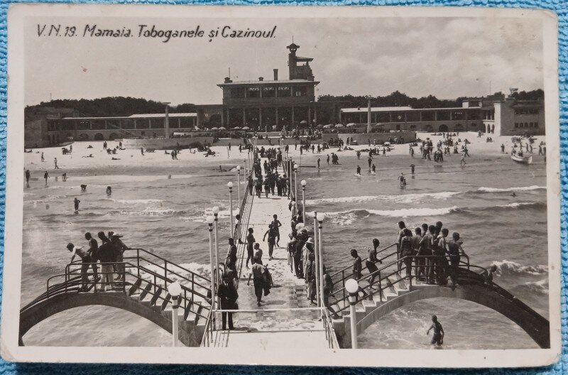 Carte postala, Mamaia, Topoganele si Cazinoul, perioada interbelica
