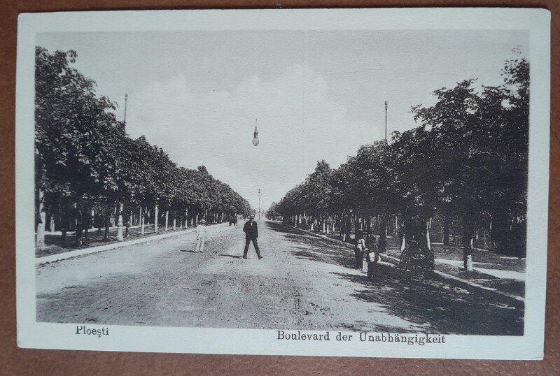 Carte postala, necirculata, bulevar in Ploiesti, inceput de secol XX