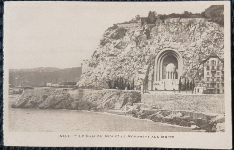 Carte Postala, Nice, Le Quai ou Midi et le Monument aux Morts, perioada interbelica
