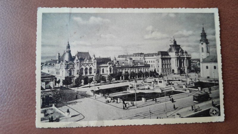Carte postala, Oradea Piata Unirii 1937