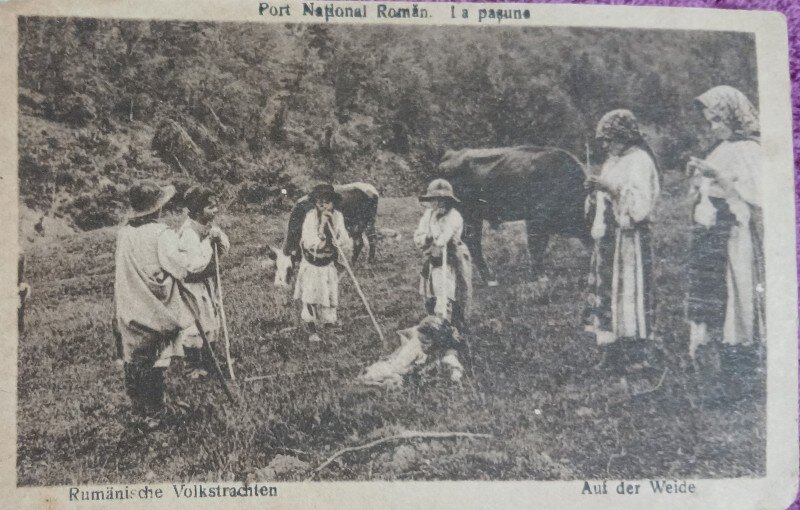Carte Postala, Pastori in port National Roman, inceput de secol XX