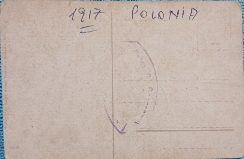 Carte postala, Polonez in costum traditional, 1917