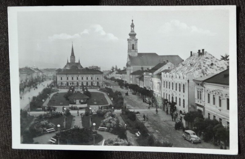 Carte postala, Sighetul Marmatiei, vedere spre parc, 1927