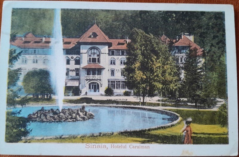 Carte postala, Sinaia, hotel Caraiman, perioada interbelica