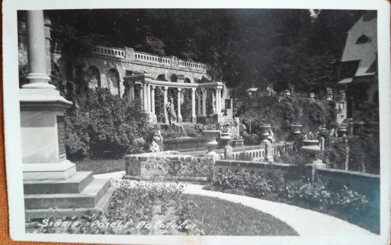 Carte postala, Sinaia, parcul palatului, perioada interbelica