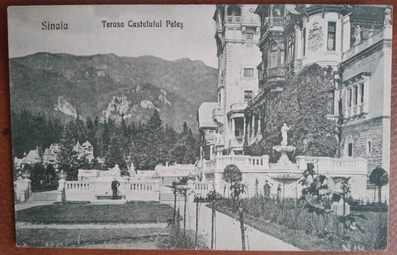Carte postala, Sinaia, Terasa Casteluluim Peles, 1927