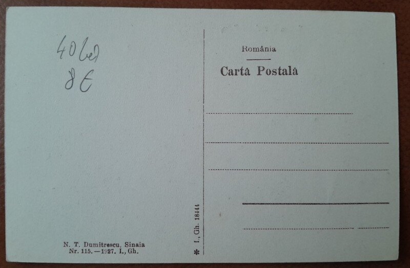 Carte postala, Sinaia, Terasa Casteluluim Peles, 1927