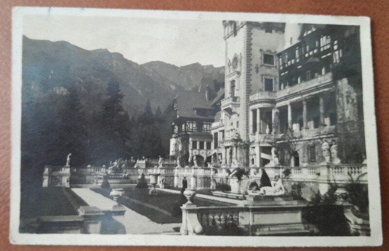 Carte postala, Sinaia, Terasele Castelului Peles, 1931