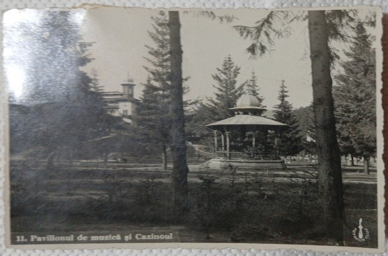 Carte Postala, Slanic Moldova, Pavilionu de muzica si Cazinoul, 1940