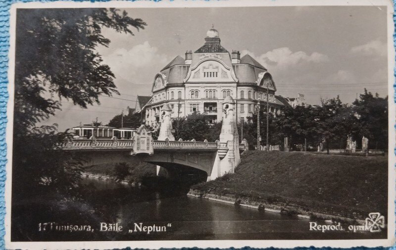 Carte postala, Timisoara, Baile Neptun, 1940