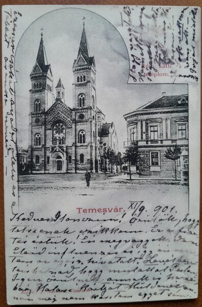 Carte postala, Timisoara, Catedrala Romano catolica, 1901