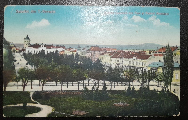 Carte postala, Turnu Severin, vedere generala, perioada interbelica