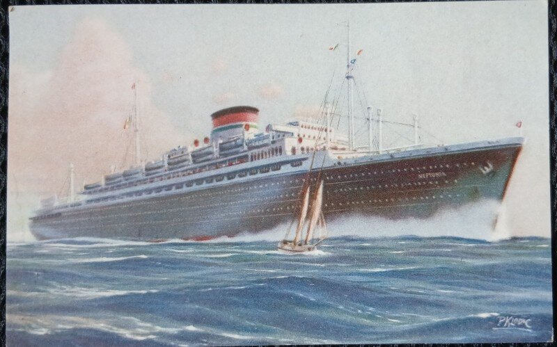 Carte Postala, Vapor Neptunia Oceania, Mediterraneo-Sus America, perioada interbelica