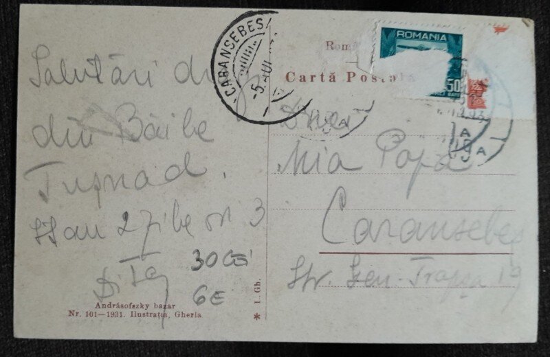 Carte postala, vedere generala din Tusnad Bai, perioada interbelica