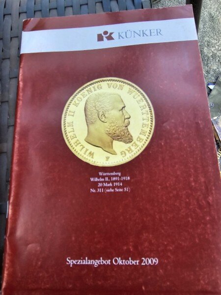 Catalog 311/2009, expozitie de monede, Kunker, text in limba germana