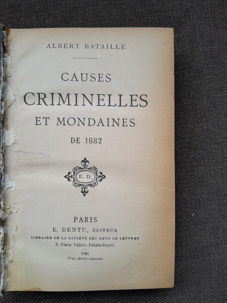 Causes criminelles et mondaines  de 1882 - Albert Bataille
