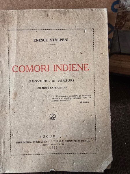 COMORI INDIENE, PROVERBE IN VERSURI, CU NOTE EXPLICATIVE - ENESCU STALPENI