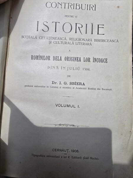 Contribuiri pentru o Istorie sociala cetateneasca, religionara bisericeasca si culturala literara a Romanilor dela Originea lor Incoace pana in Juliu 1504 - Dr. I. G. Sbiera Vol. I