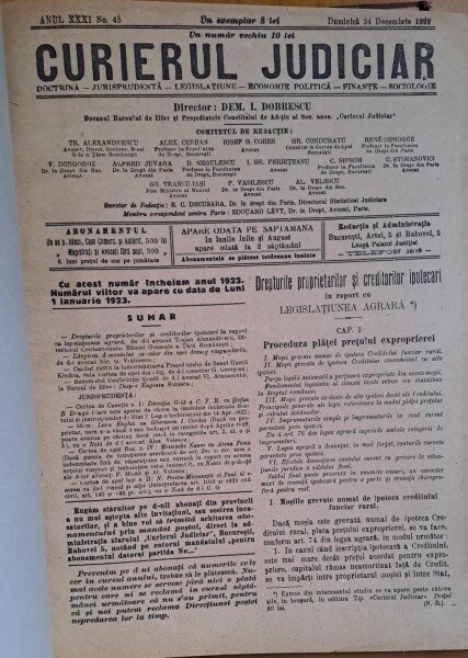 Curierul judiciar pe anul 1922 , Dem I. Dobrescu