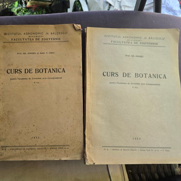 Curs de botanica - Gh. Anghel 2 volume  cu dedicatia autorului