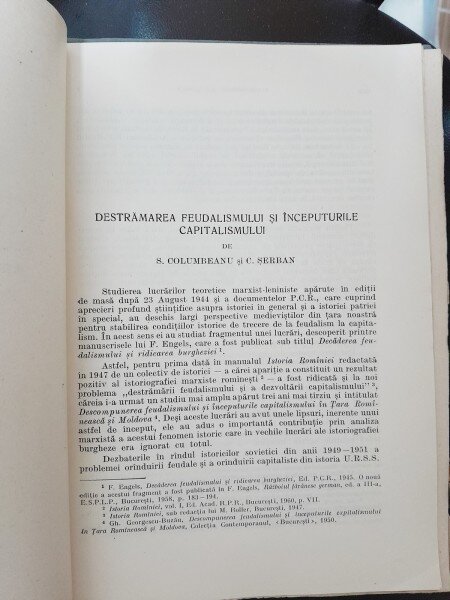 Destramarea Feudalismului si inceputurile Capitalismului  - S. Columbeanu, C. Serban